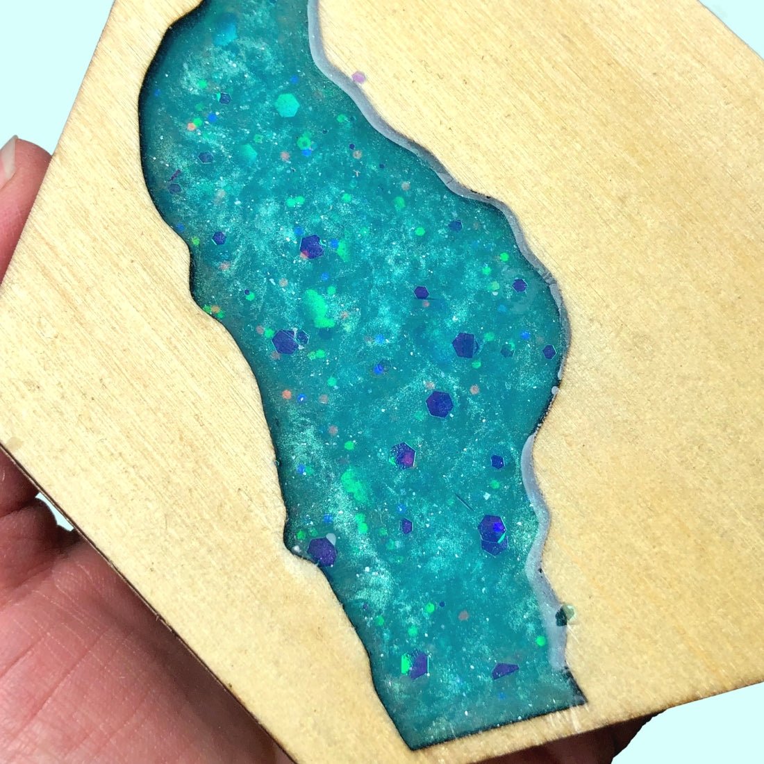 Caribbean Blue Wood & Resin Coasters - Driftless Enchantments