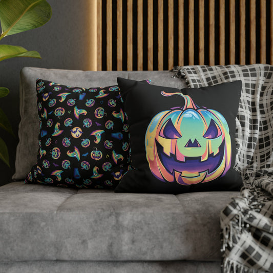 Cat-o’-Lantern Reversible Square Pillow Case - Black - Driftless Enchantments