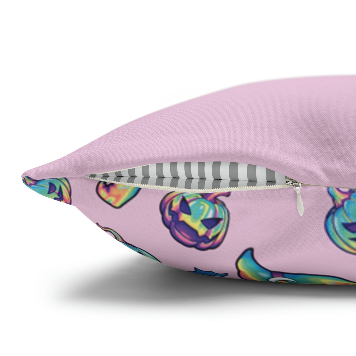 Cat-o’-Lantern Reversible Square Pillow Case - Pink - Driftless Enchantments
