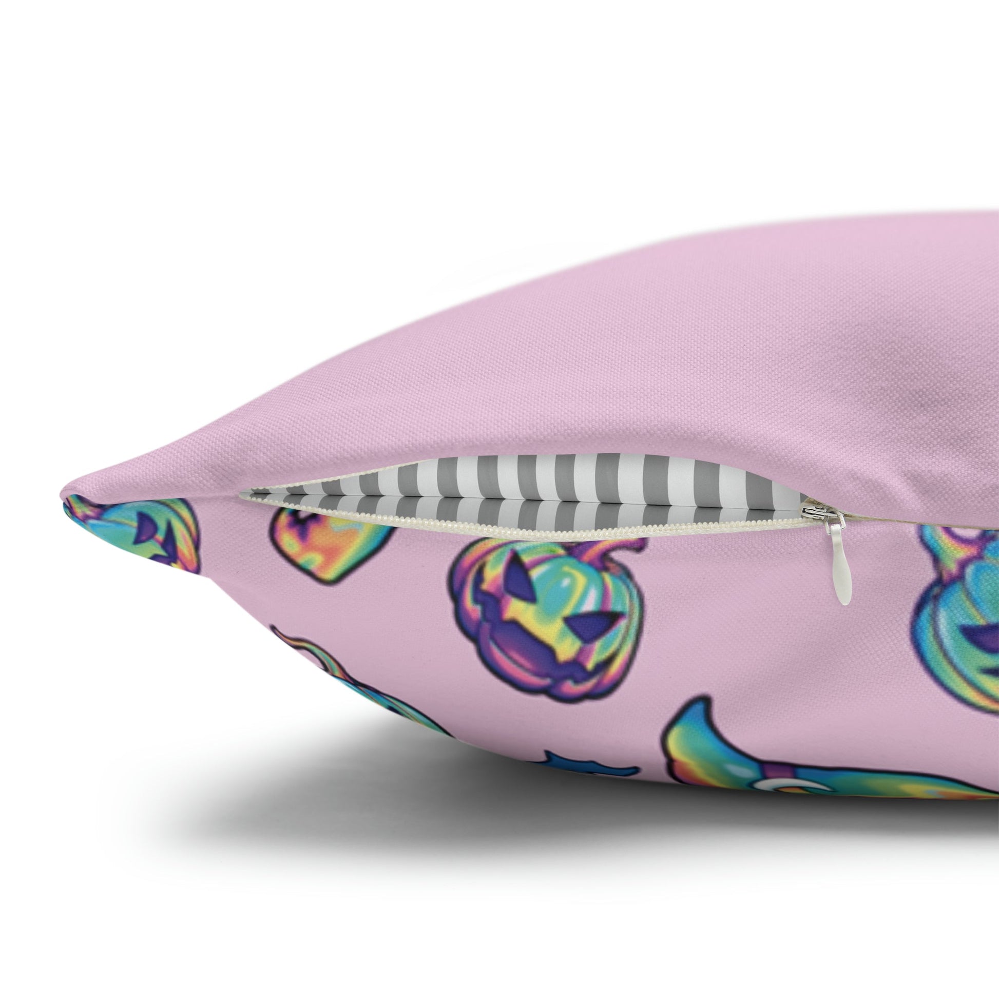 Cat-o’-Lantern Reversible Square Pillow Case - Pink - Driftless Enchantments