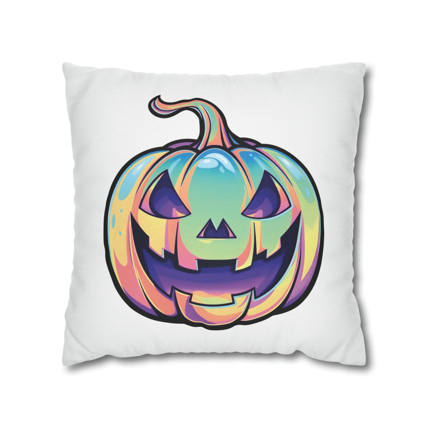 Cat-o’-Lantern Reversible Square Pillow Case - White - Driftless Enchantments