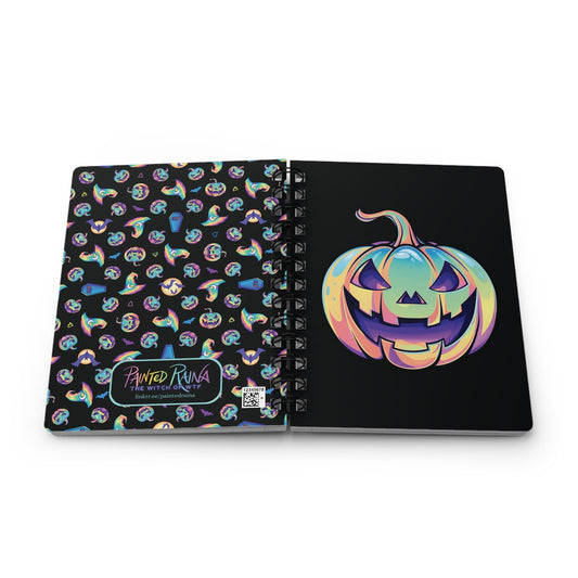 Cat-o'-Lantern Spiral Bound Journal - Black - Painted Raina
