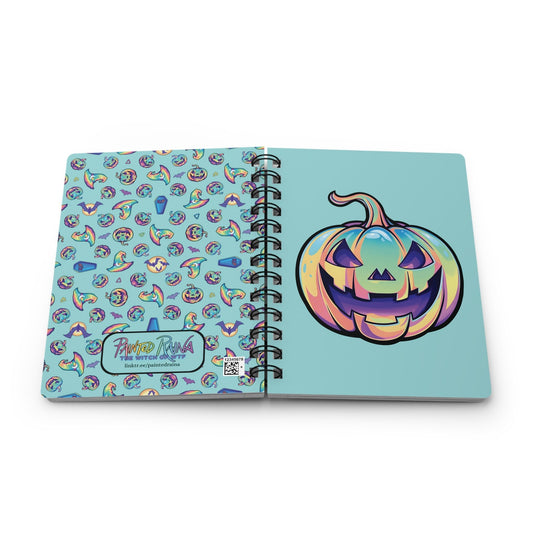 Cat-o'-Lantern Spiral Bound Journal - Aqua - Driftless Enchantments