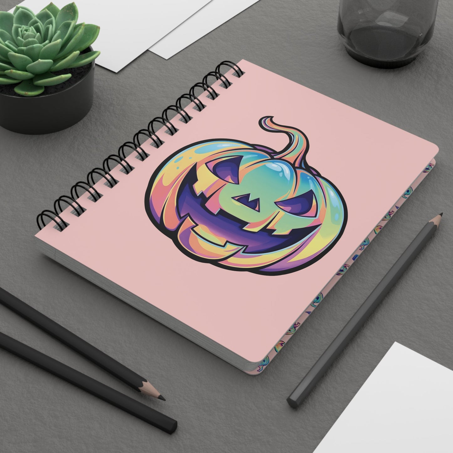 Cat-o'-Lantern Spiral Bound Journal - Coral - Driftless Enchantments