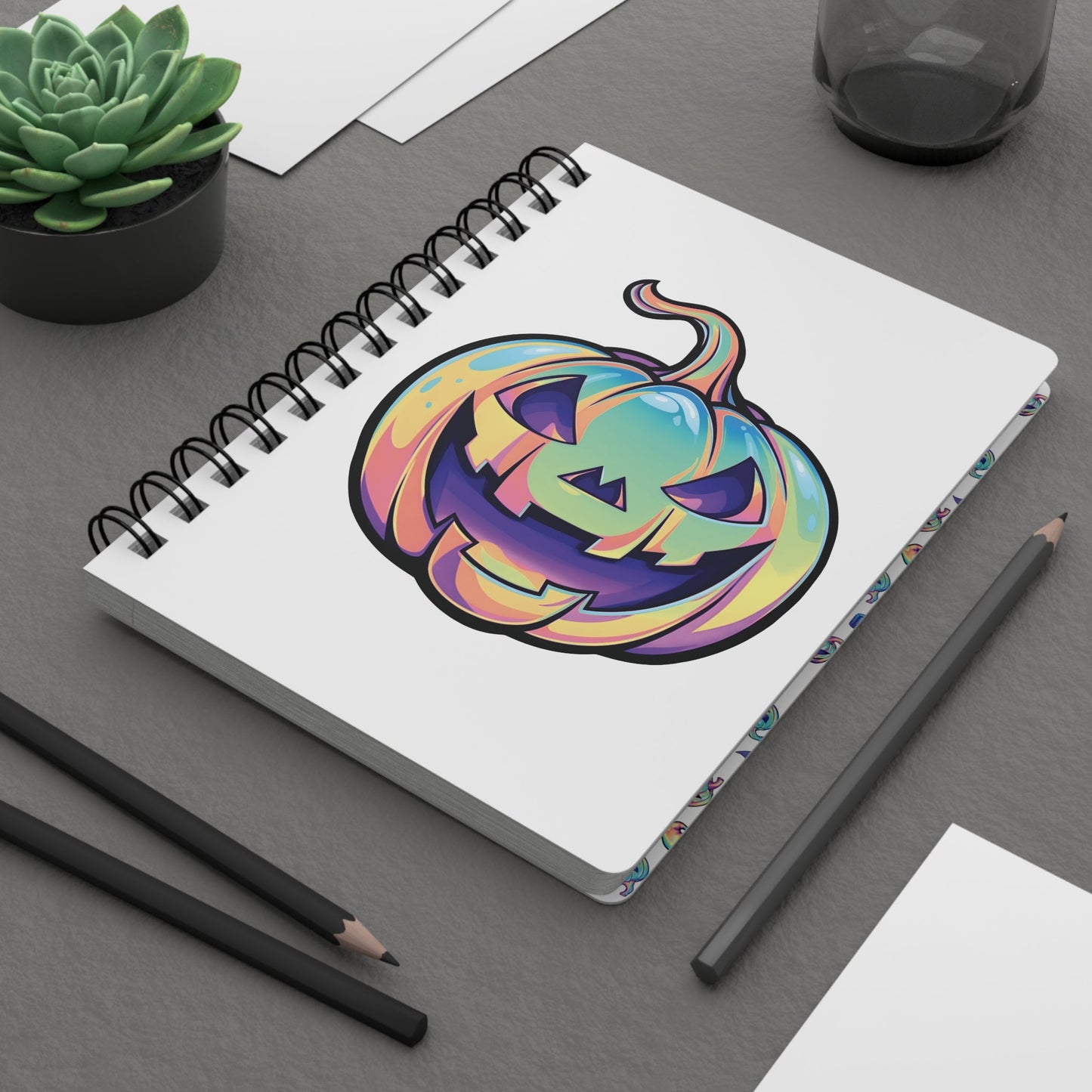 Cat-o'-Lantern Spiral Bound Journal - White - Driftless Enchantments