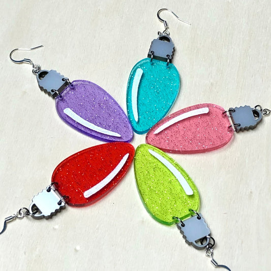 Christmas Light Dangle Earrings - Painted Raina