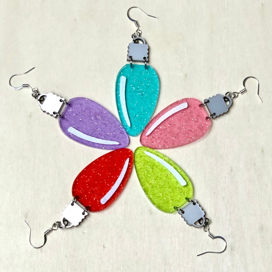 Christmas Light Dangle Earrings - Painted Raina