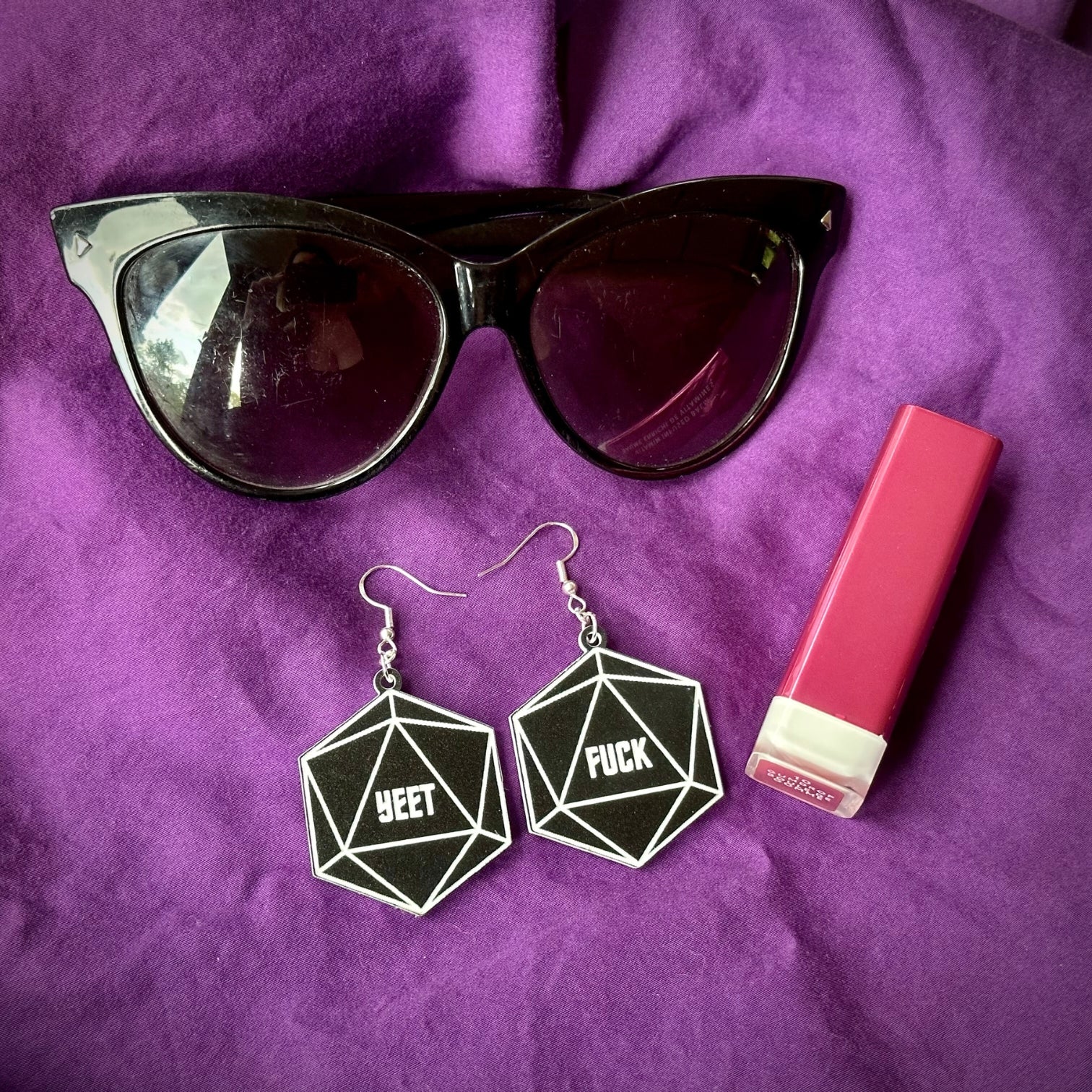 Critical Roll D20 Earrings - Black and White - Driftless Enchantments