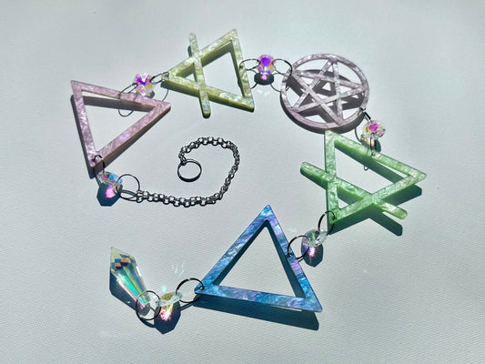 Crystal Elements Suncatcher | Earth, Air, Fire, Water, & Spirit - Pastel - Driftless Enchantments