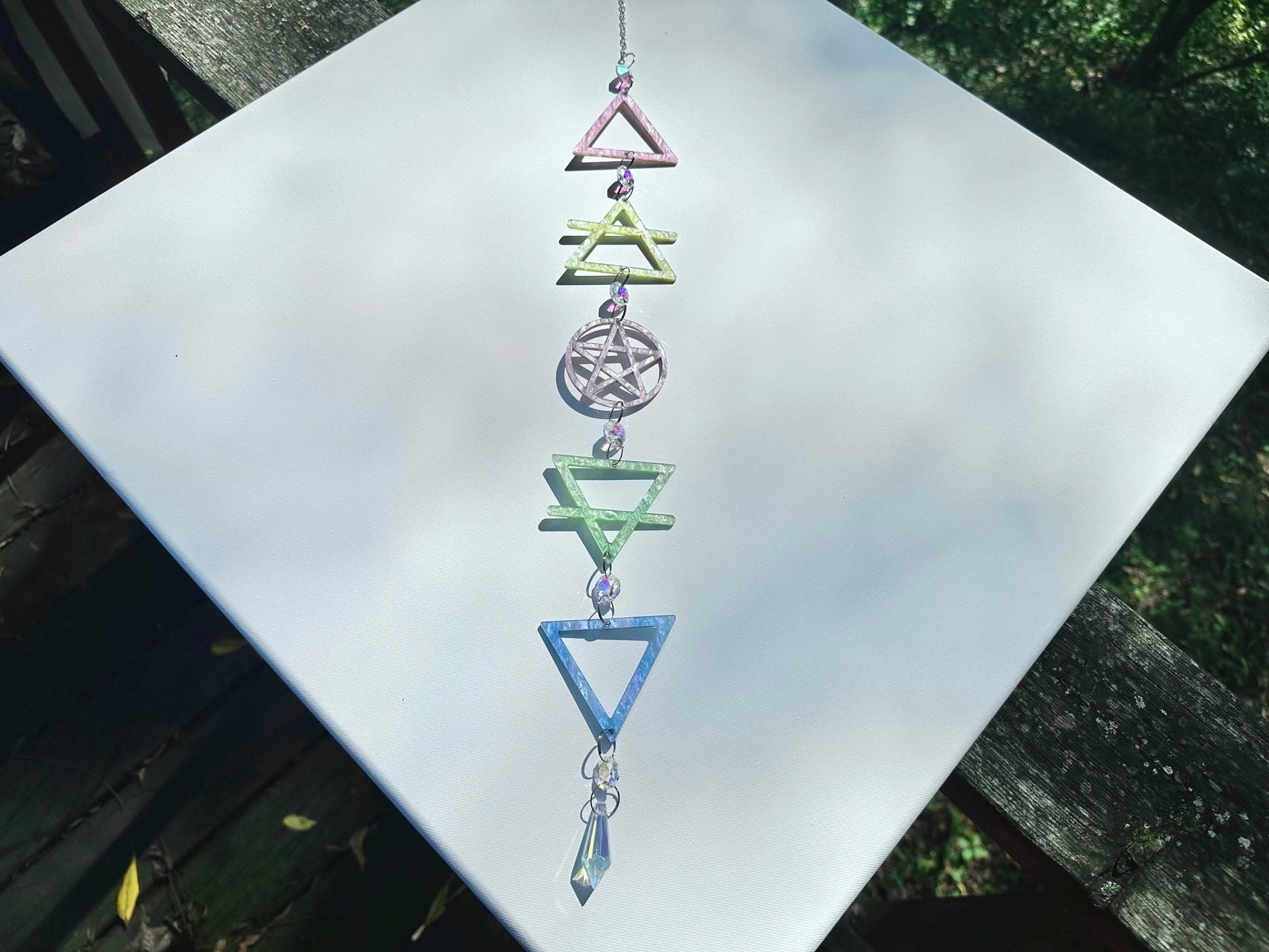 Crystal Elements Suncatcher | Earth, Air, Fire, Water, & Spirit - Pastel - Driftless Enchantments