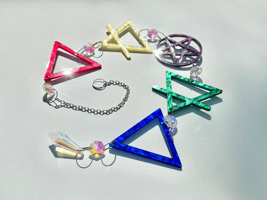 Crystal Elements Suncatcher | Earth, Air, Fire, Water, & Spirit - Vibrant - Driftless Enchantments
