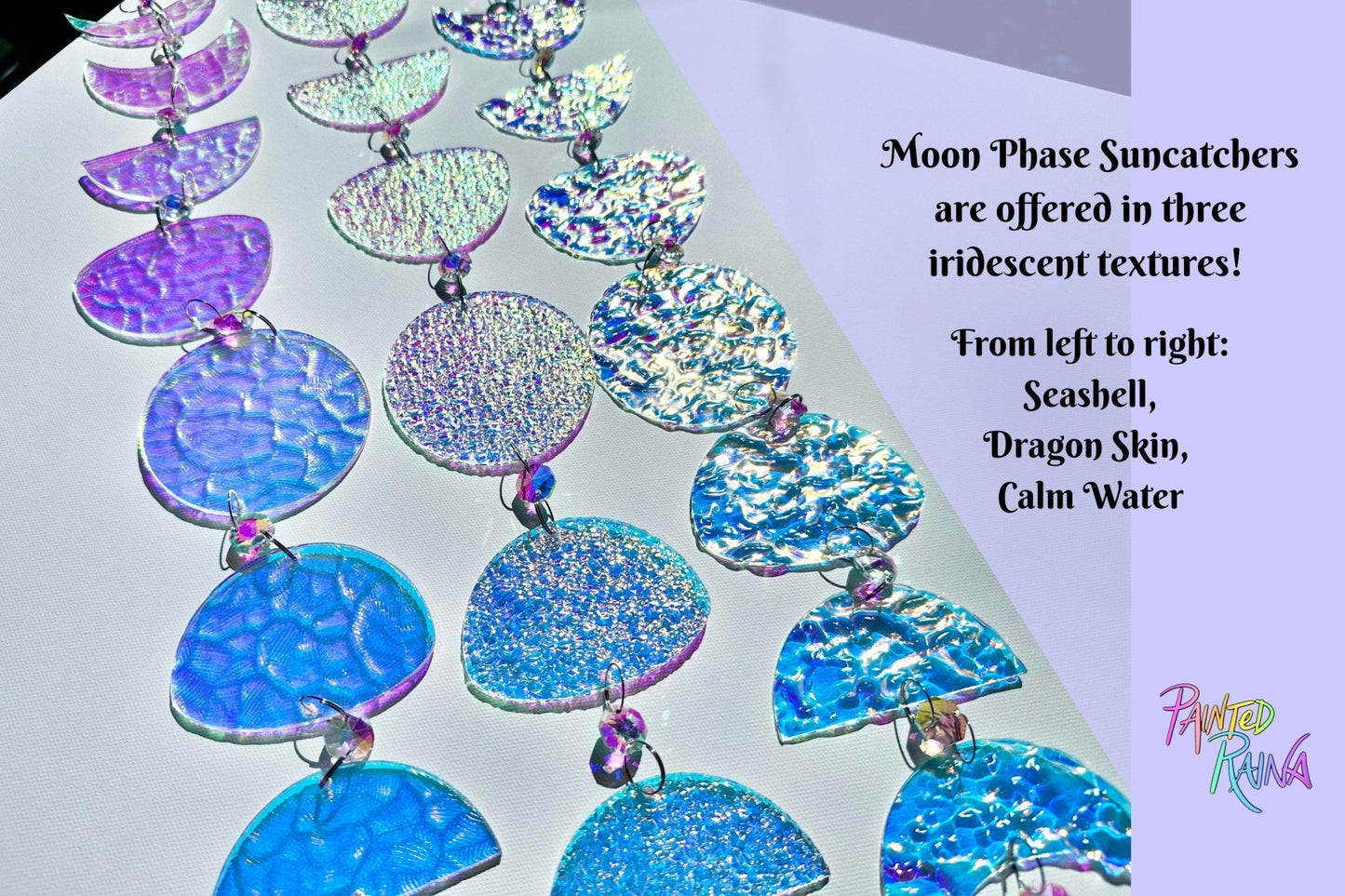 Crystal Moon Phases Suncatcher - Seashell - Driftless Enchantments