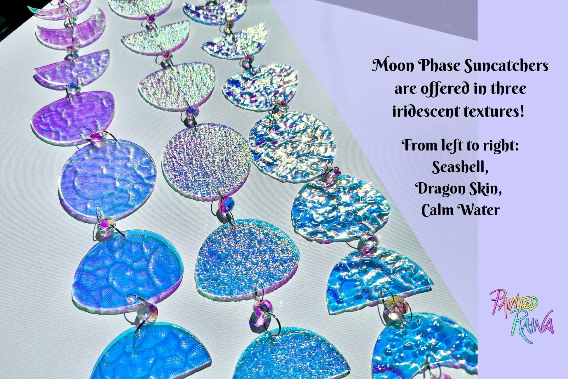 Crystal Moon Phases Suncatcher - Seashell - Driftless Enchantments