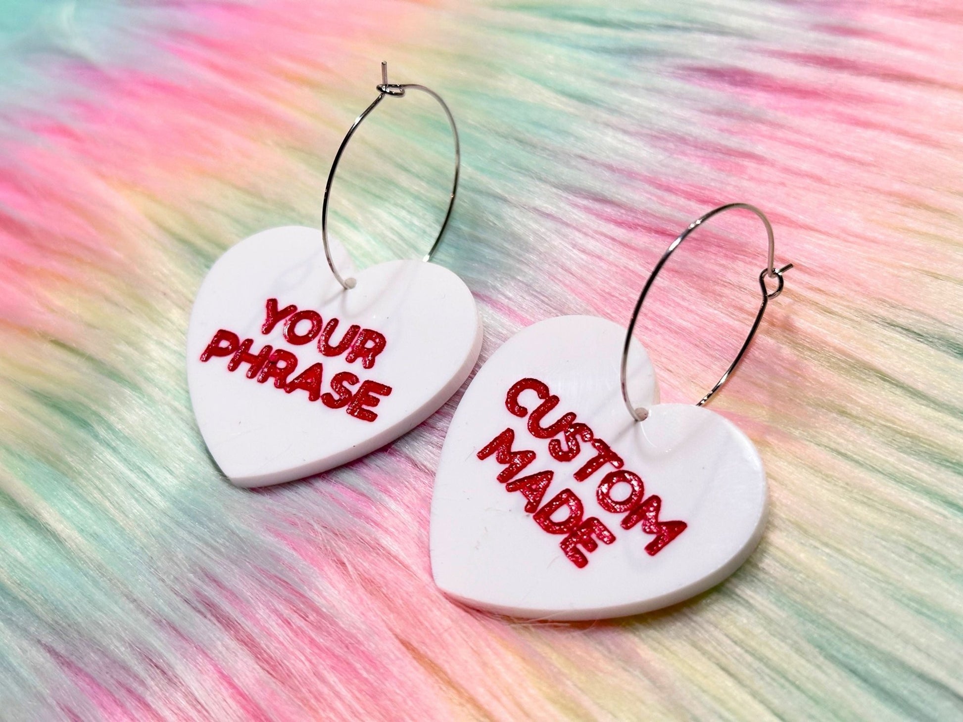 Custom Heart Earrings - Wear your own words! - Painted Raina