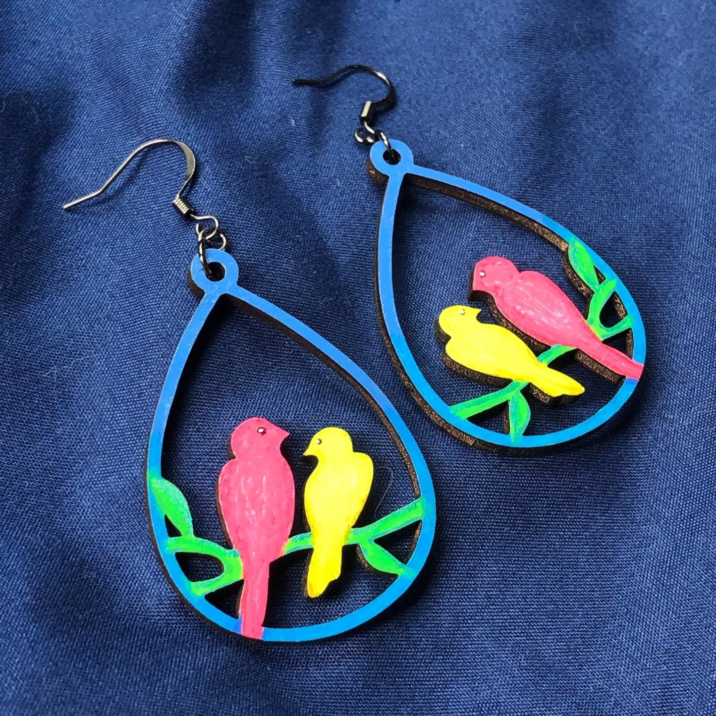 Date Night - Hand-Painted Wood Earrings - Driftless Enchantments