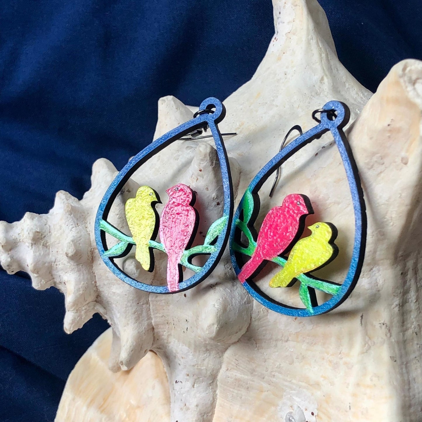 Date Night - Hand-Painted Wood Earrings - Driftless Enchantments