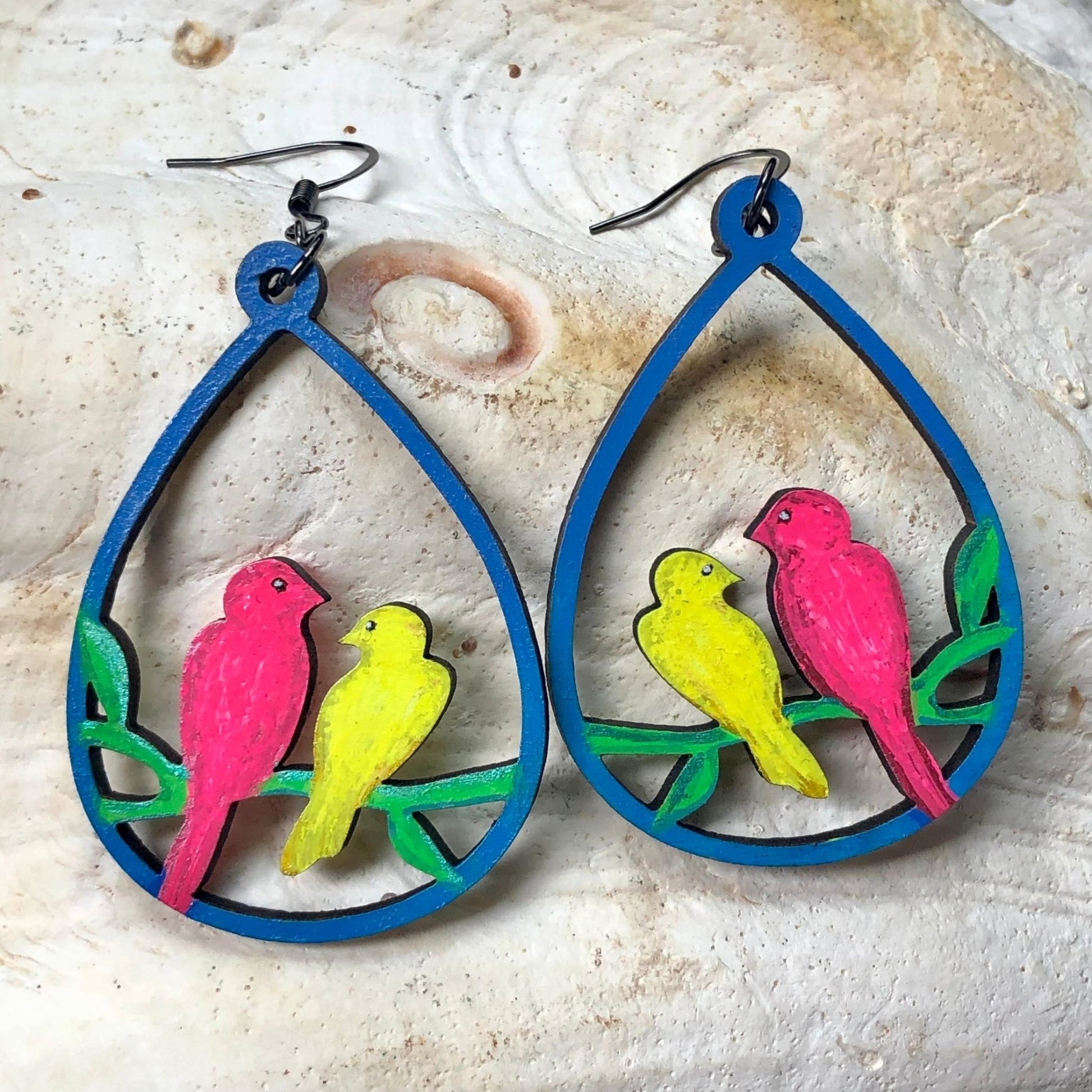 Date Night - Hand-Painted Wood Earrings - Driftless Enchantments