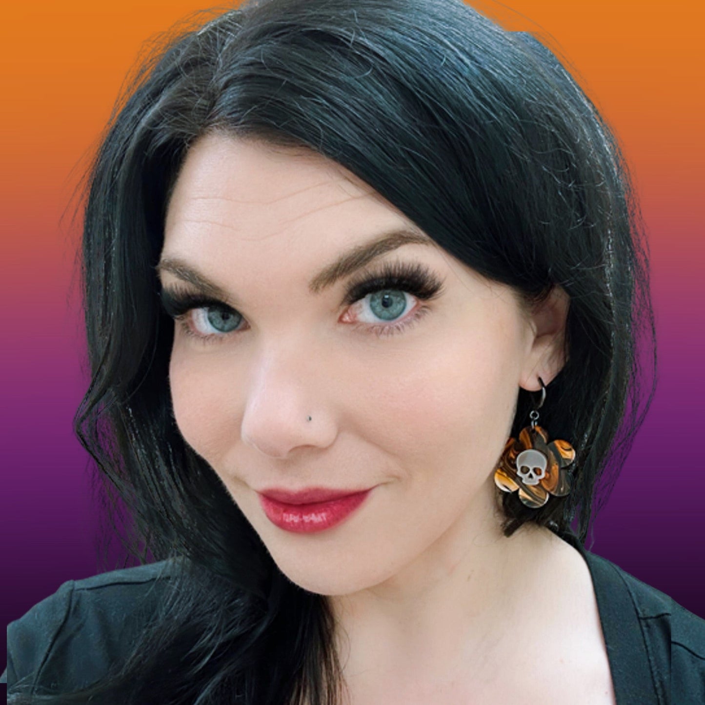 Glowing Dead Daisy Earrings - Halloween Swirl - Driftless Enchantments