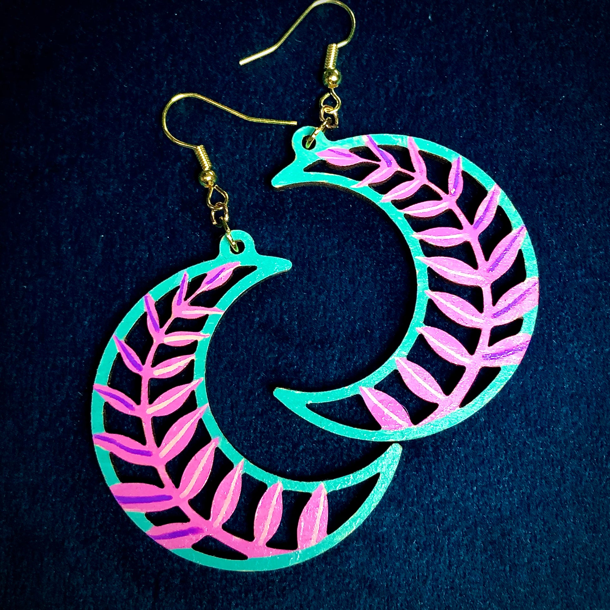 Moonflower - Miami - Hand-Painted Wood Earrings - Painted Raina
