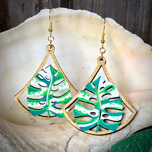Nouveau - Hand-Painted Wood Earrings - Painted Raina