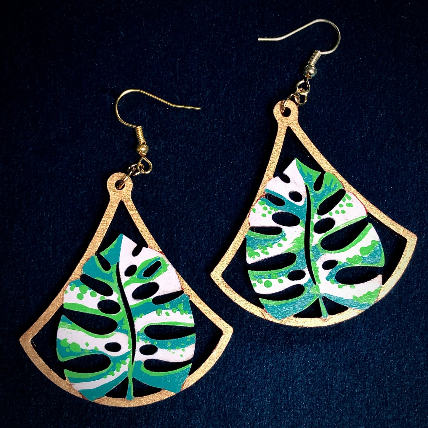 Nouveau - Hand-Painted Wood Earrings - Painted Raina