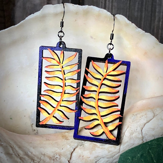 Ferngrove - Autumn - Hand-Painted Wood Earrings - Painted Raina