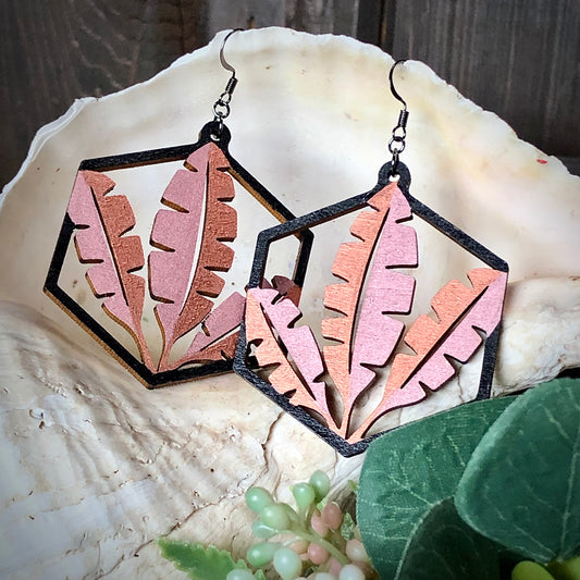 Musa - Rose Gold - Hand-Painted Wood Earrings - Painted Raina