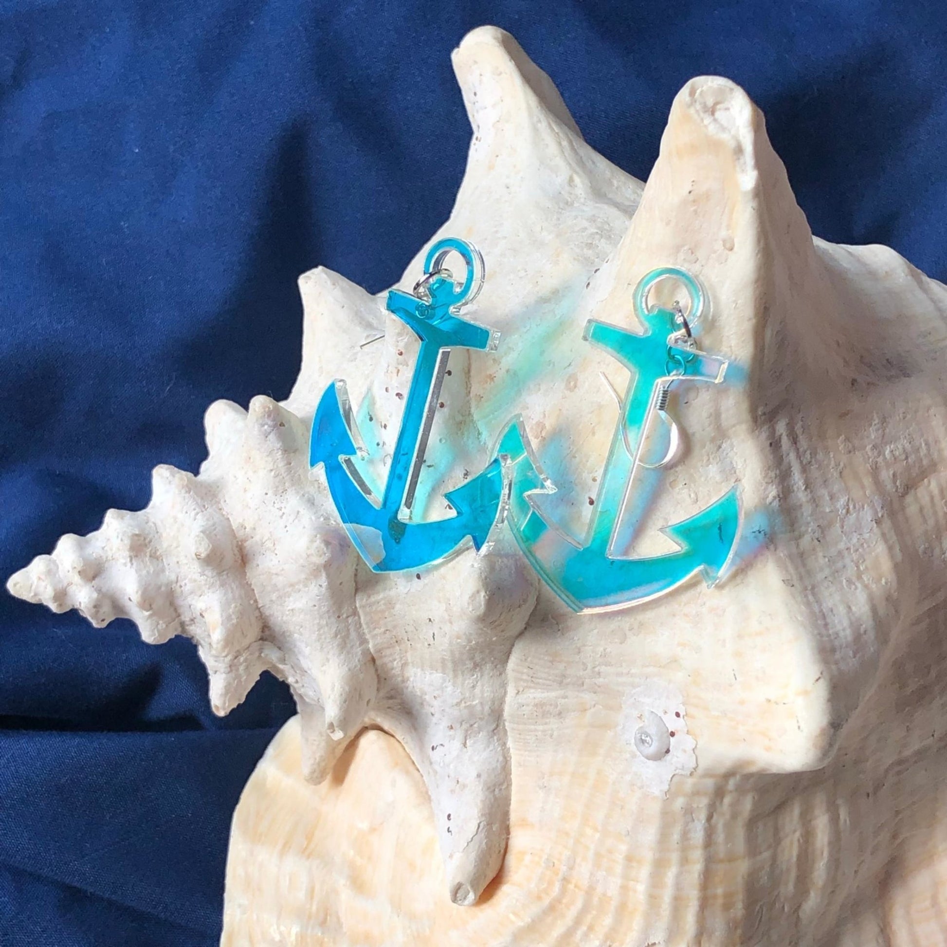 Iridescent Anchor Earrings - Driftless Enchantments