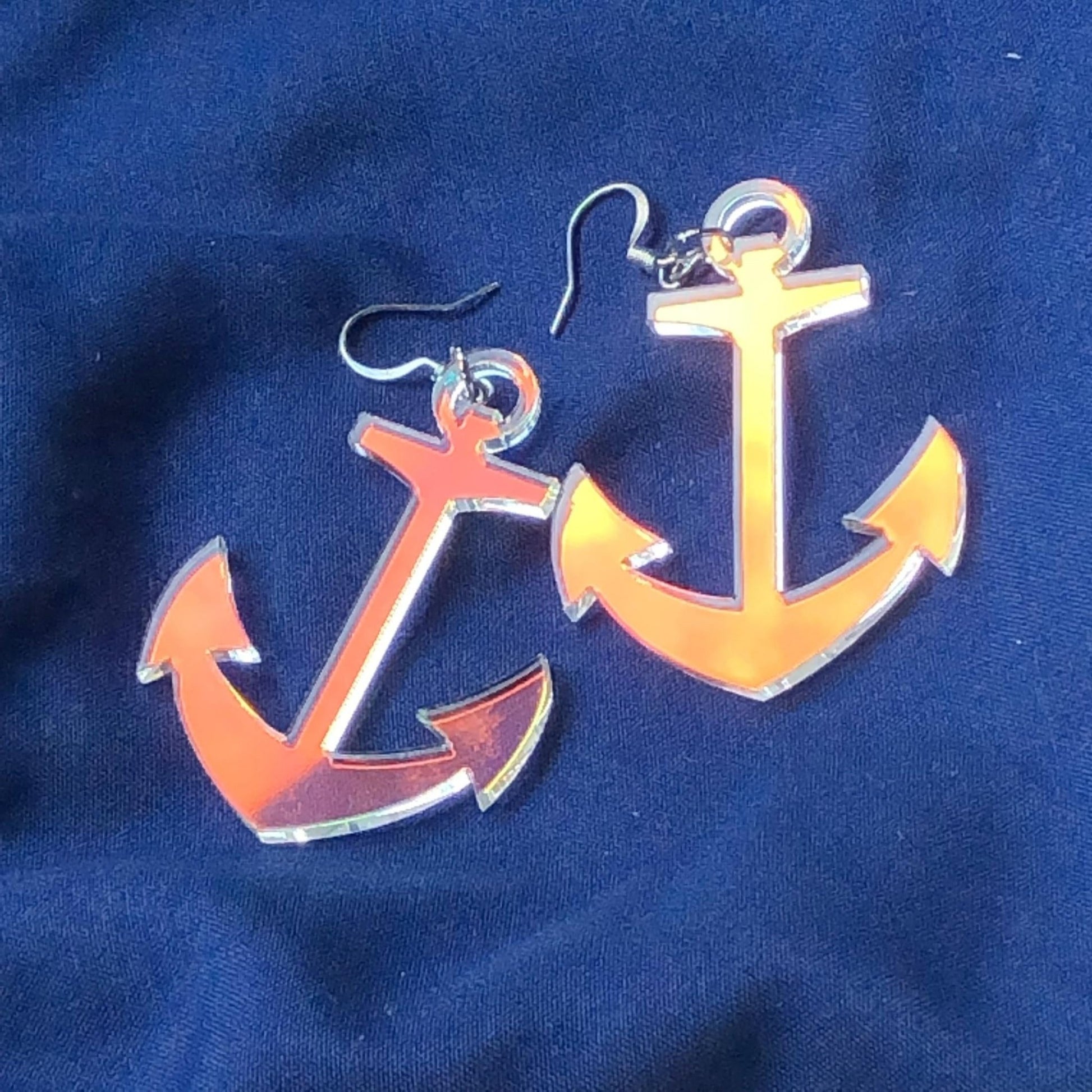 Iridescent Anchor Earrings - Driftless Enchantments