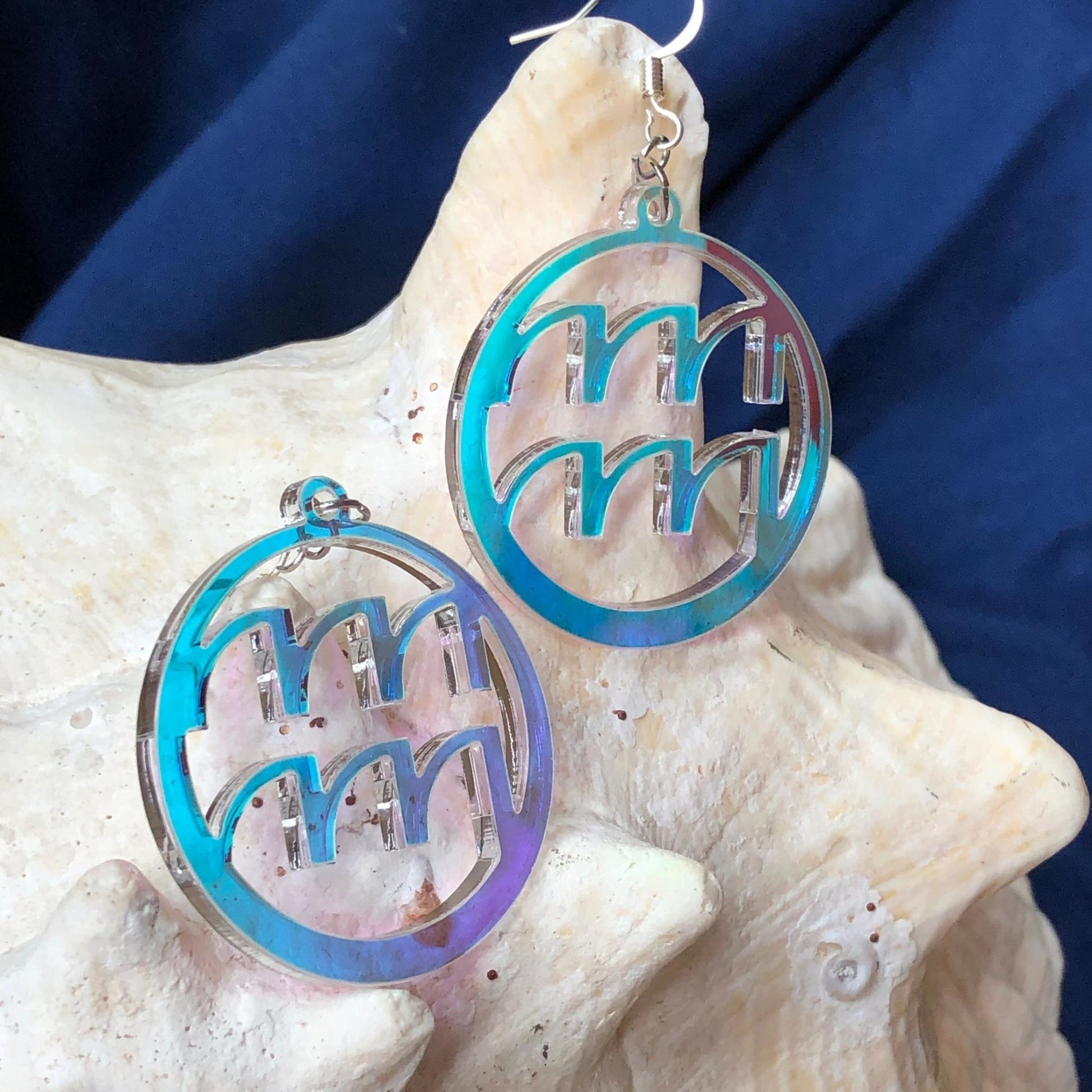 Iridescent Aquarius Zodiac Earrings - Driftless Enchantments