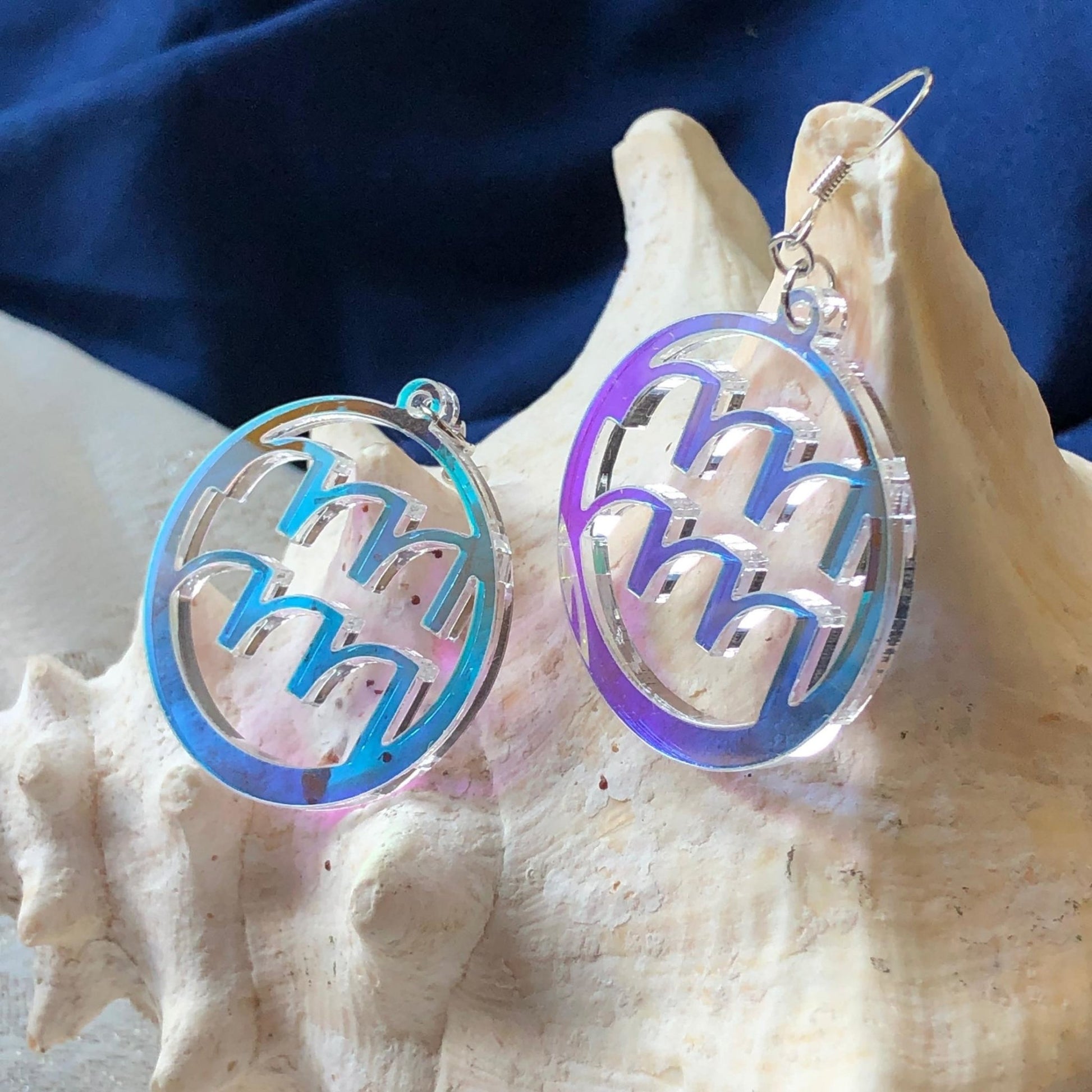 Iridescent Aquarius Zodiac Earrings - Driftless Enchantments