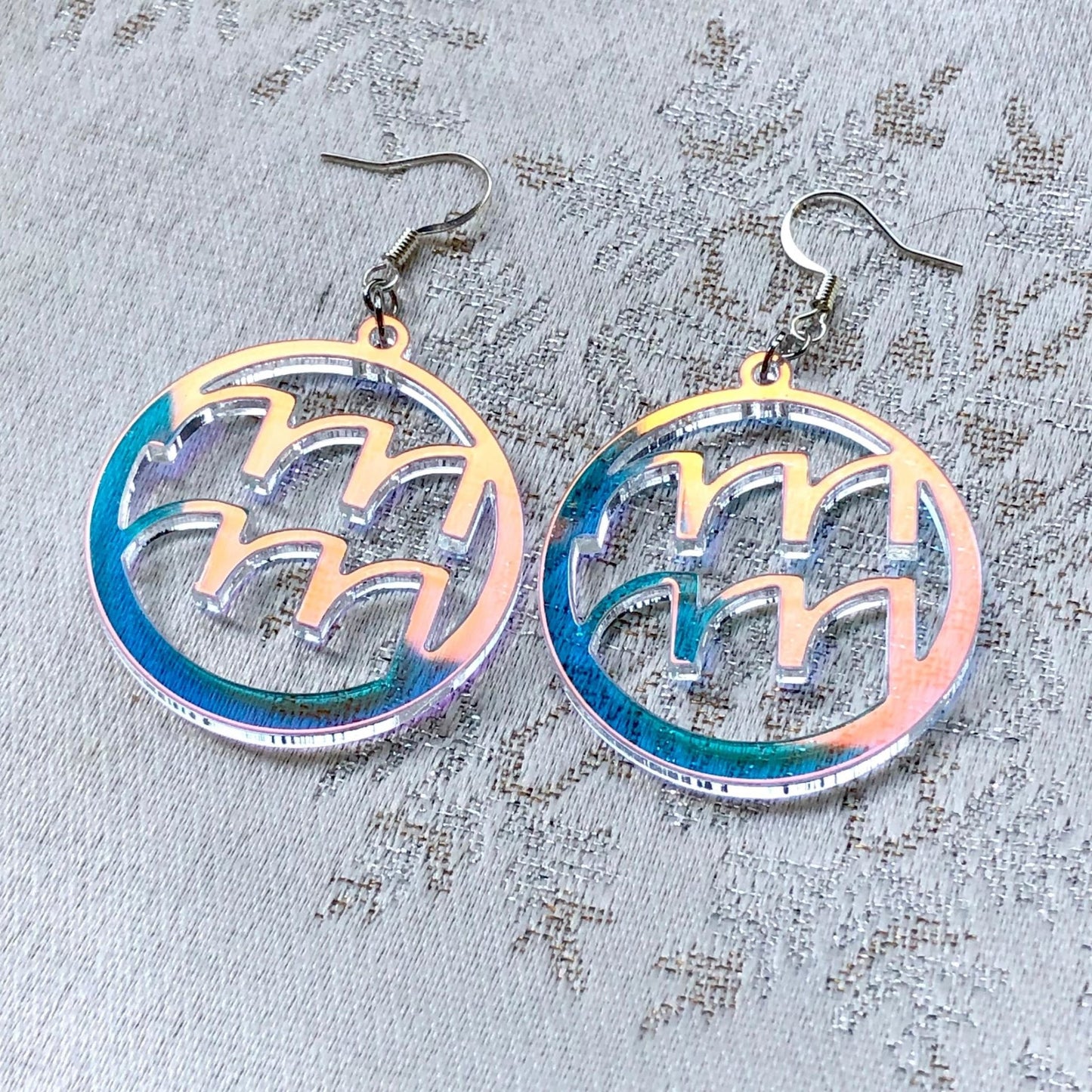 Iridescent Aquarius Zodiac Earrings - Driftless Enchantments