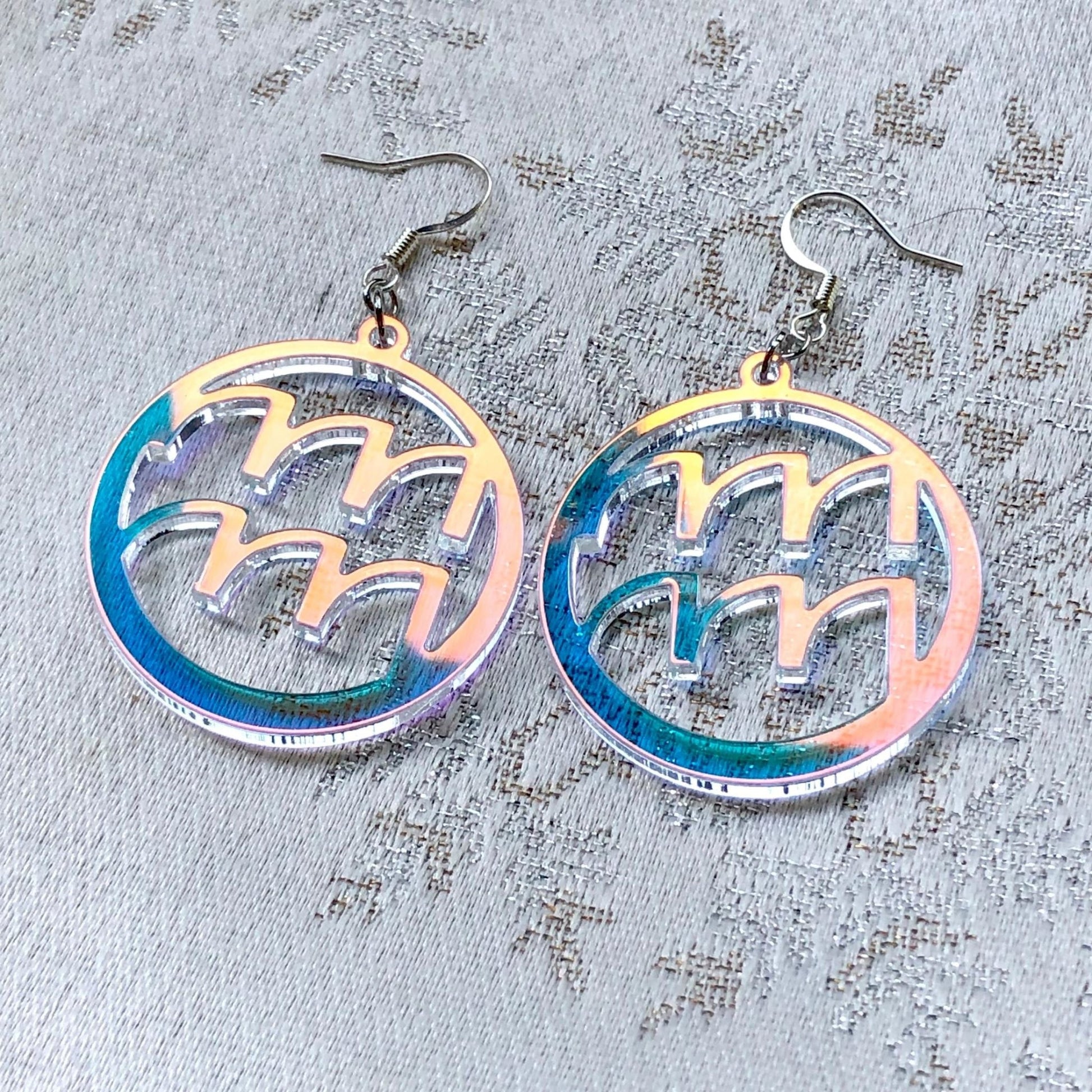 Iridescent Aquarius Zodiac Earrings - Driftless Enchantments