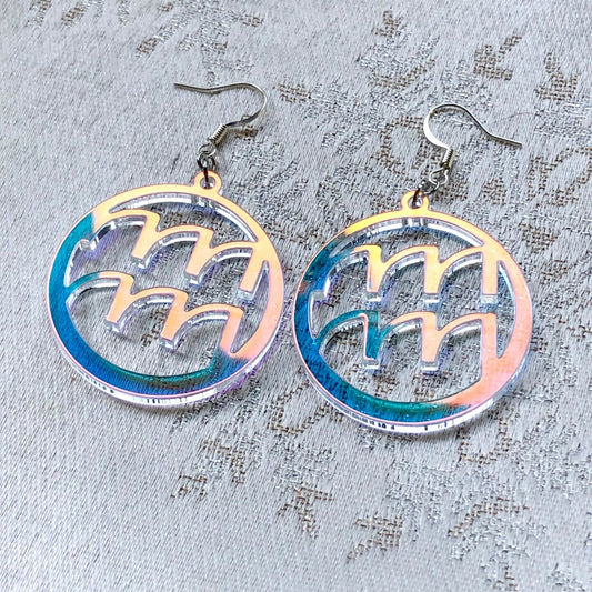 Iridescent Aquarius Zodiac Earrings - Driftless Enchantments
