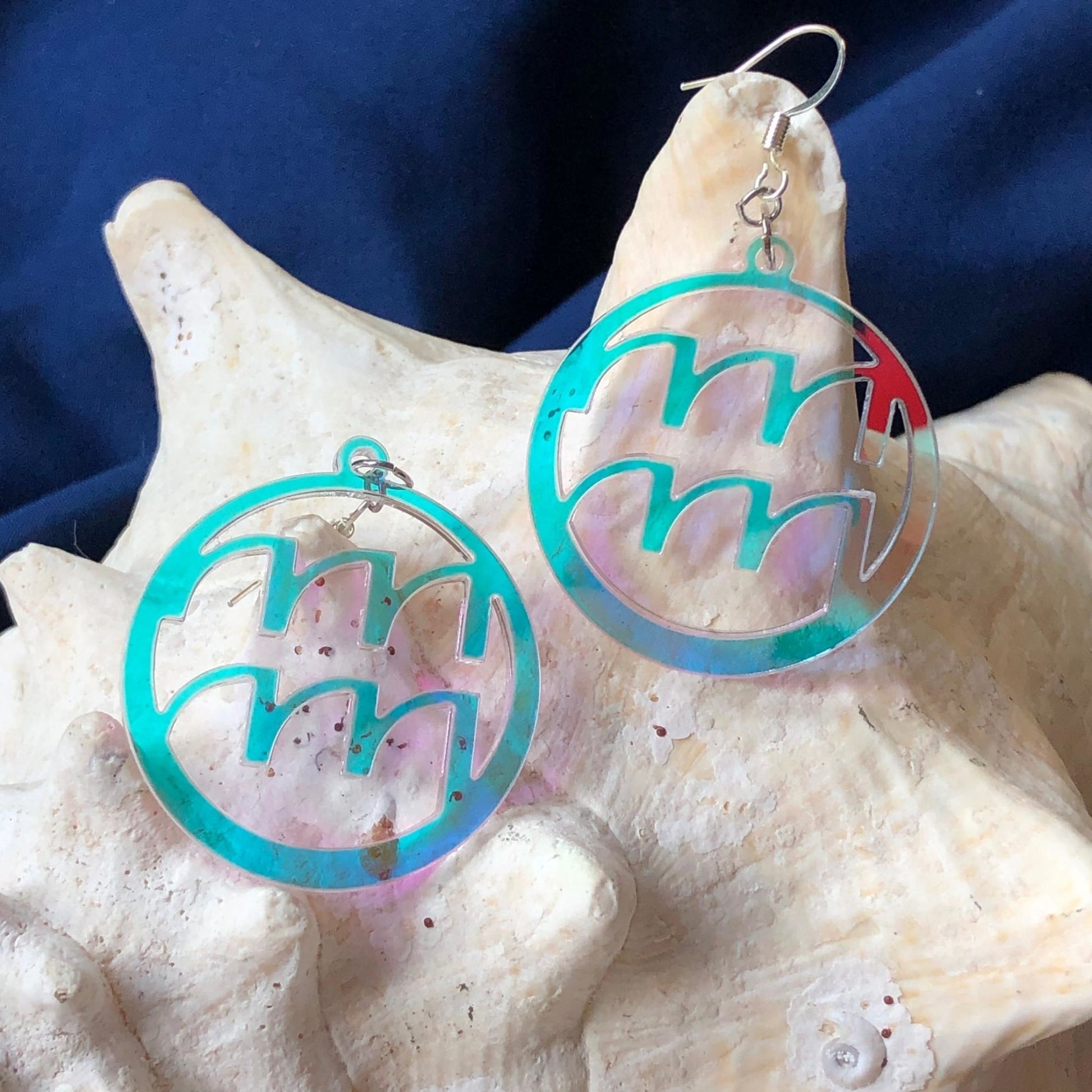 Iridescent Aquarius Zodiac Earrings - Driftless Enchantments