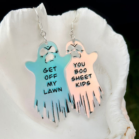 Iridescent BOOmer Ghost Earrings - Driftless Enchantments