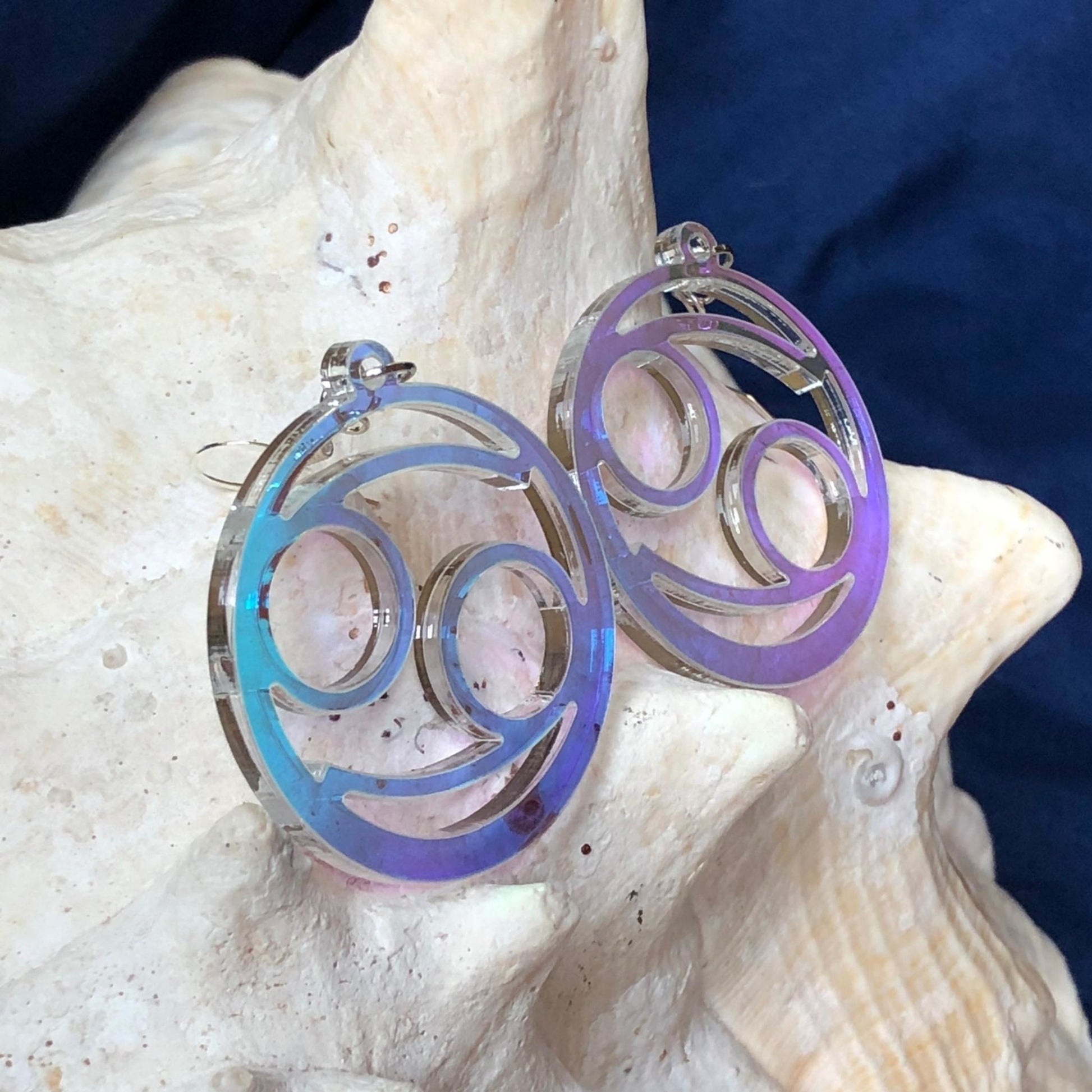 Iridescent Cancer Zodiac Earrings - Driftless Enchantments
