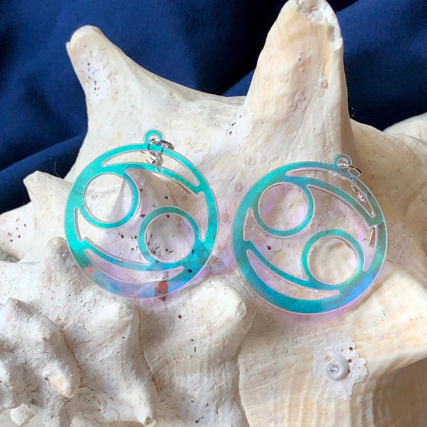 Iridescent Cancer Zodiac Earrings - Driftless Enchantments