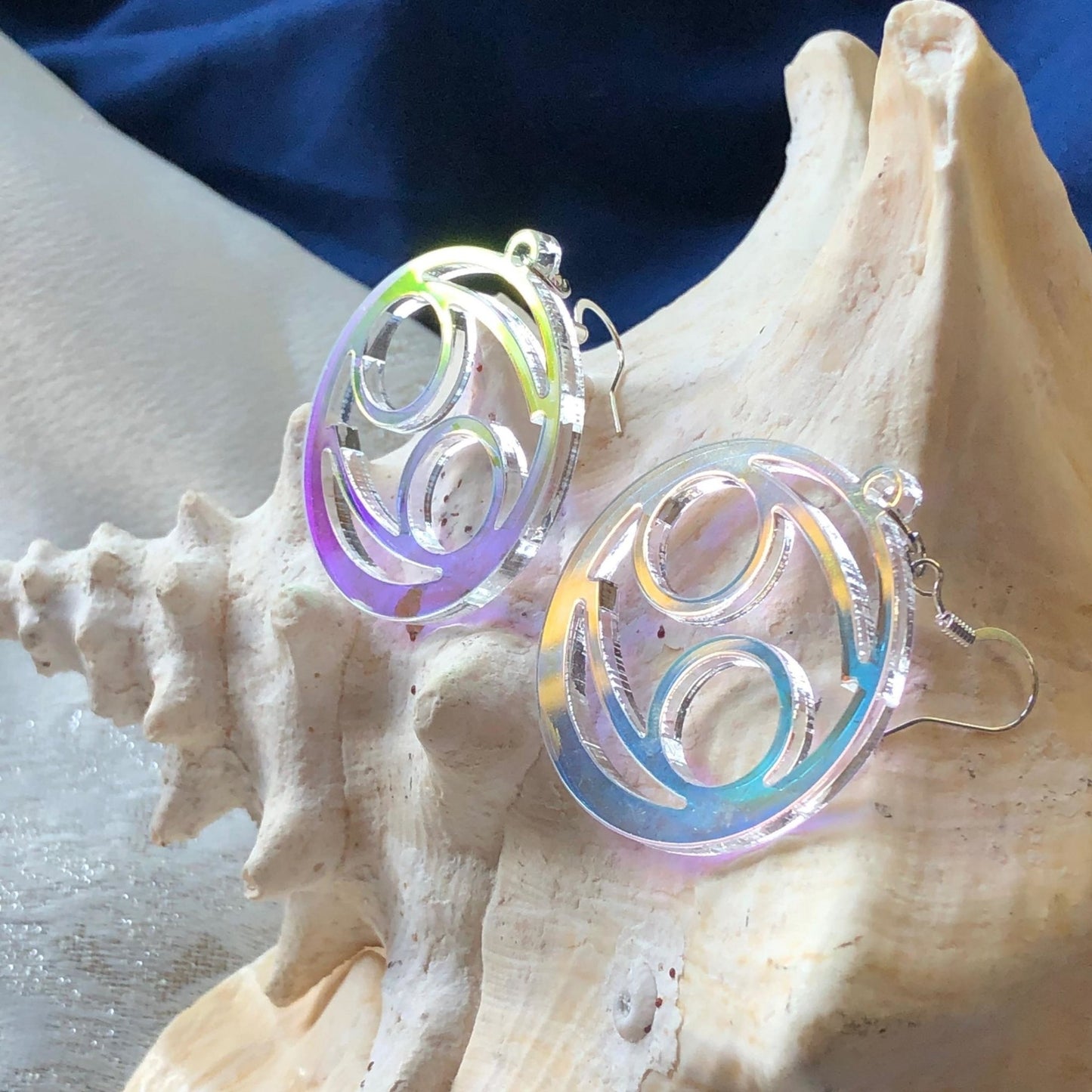 Iridescent Cancer Zodiac Earrings - Driftless Enchantments
