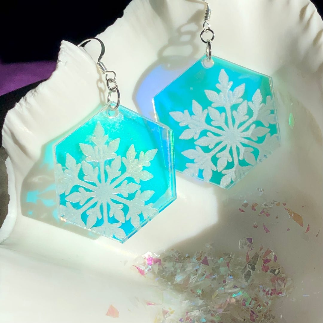 Iridescent Ice Crystal Earrings - Driftless Enchantments