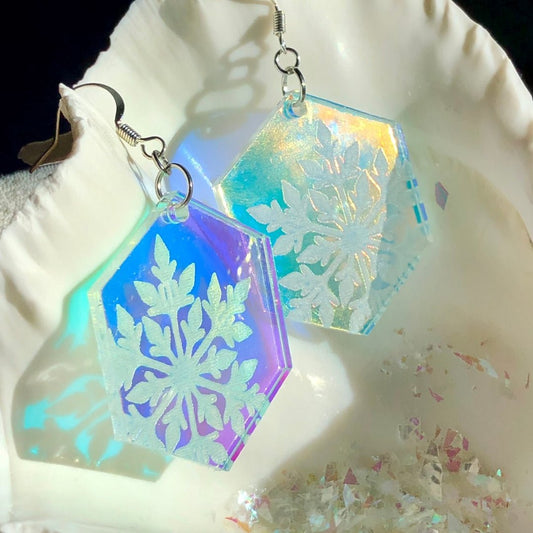 Iridescent Ice Crystal Earrings - Driftless Enchantments