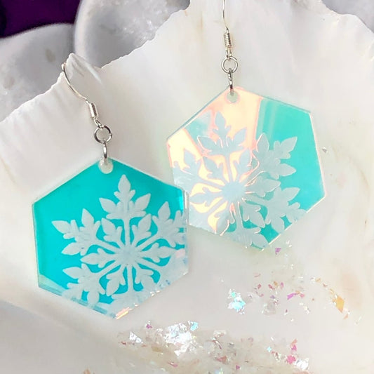 Iridescent Ice Crystal Earrings - Driftless Enchantments