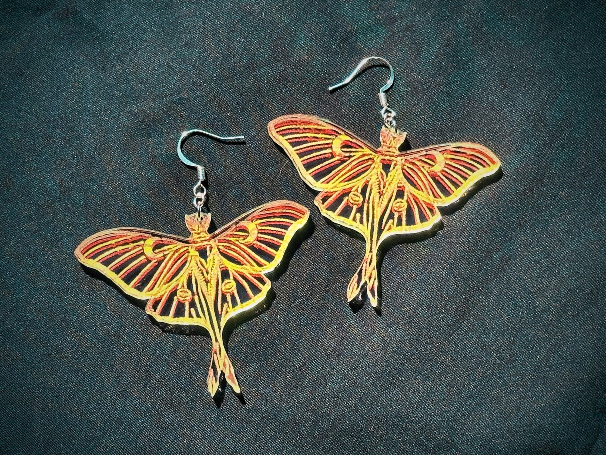 Iridescent Luna Moth Earrings - Driftless Enchantments