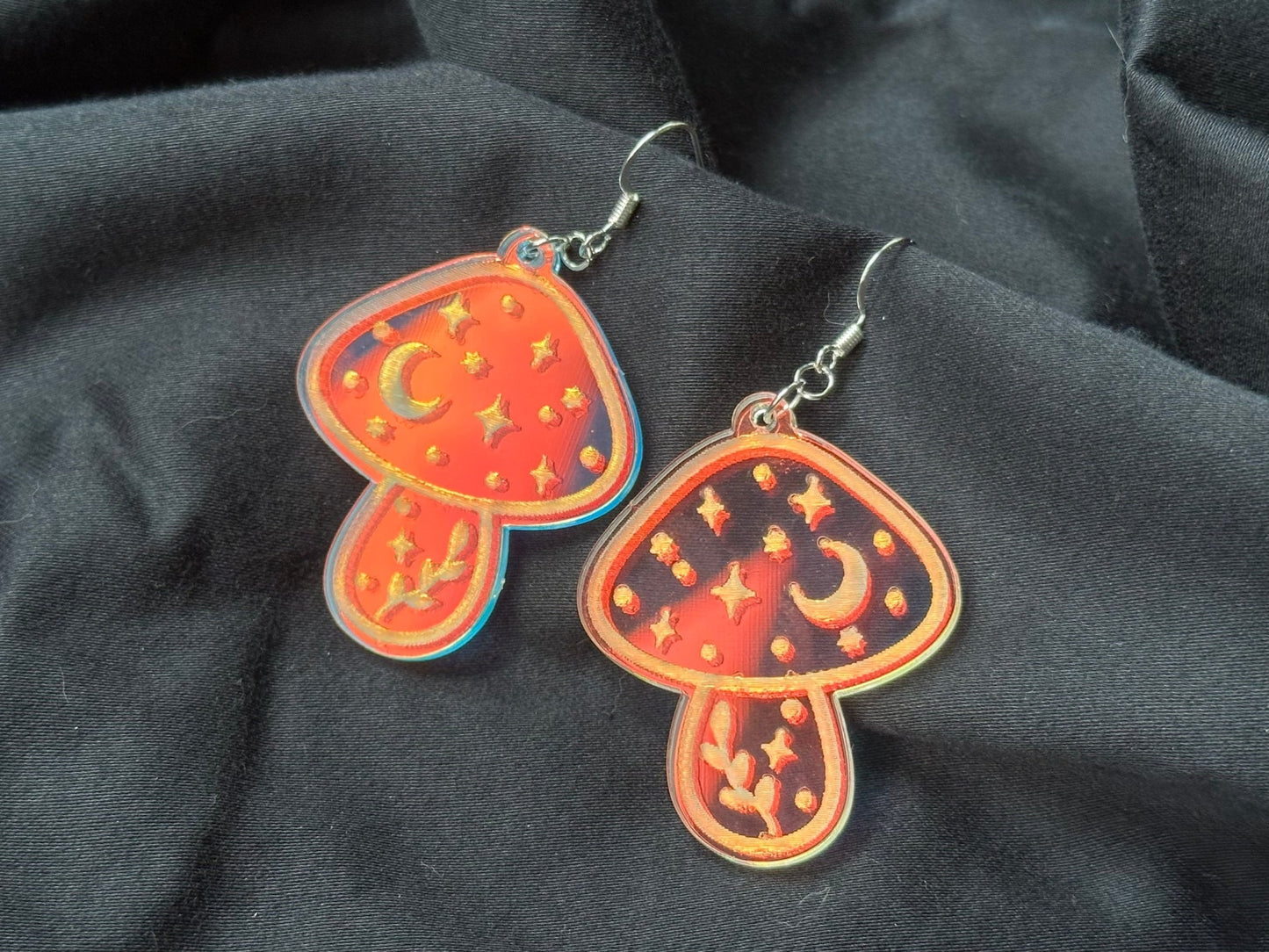 Iridescent Magic Mushroom Earrings - Driftless Enchantments