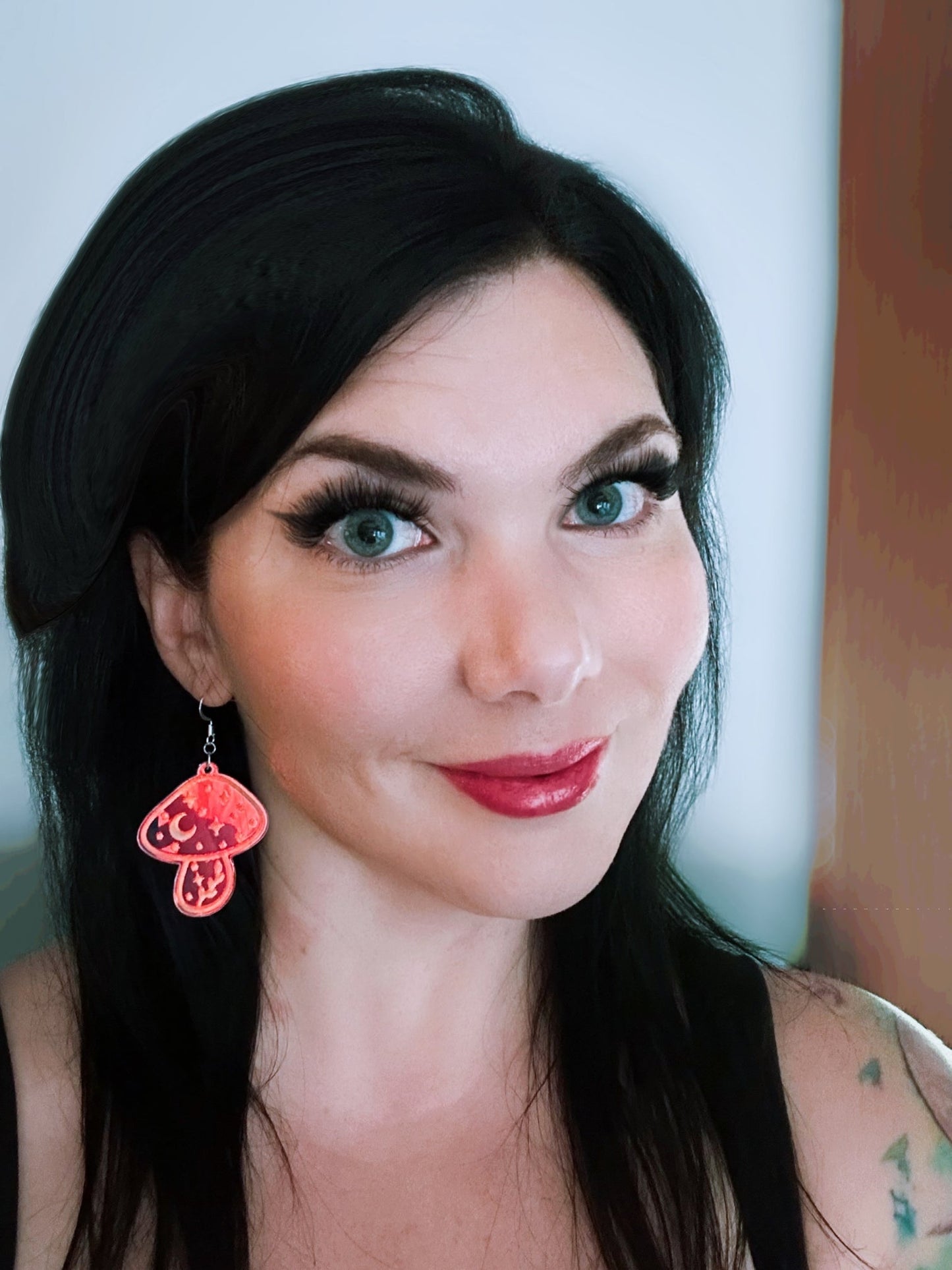 Iridescent Magic Mushroom Earrings - Driftless Enchantments