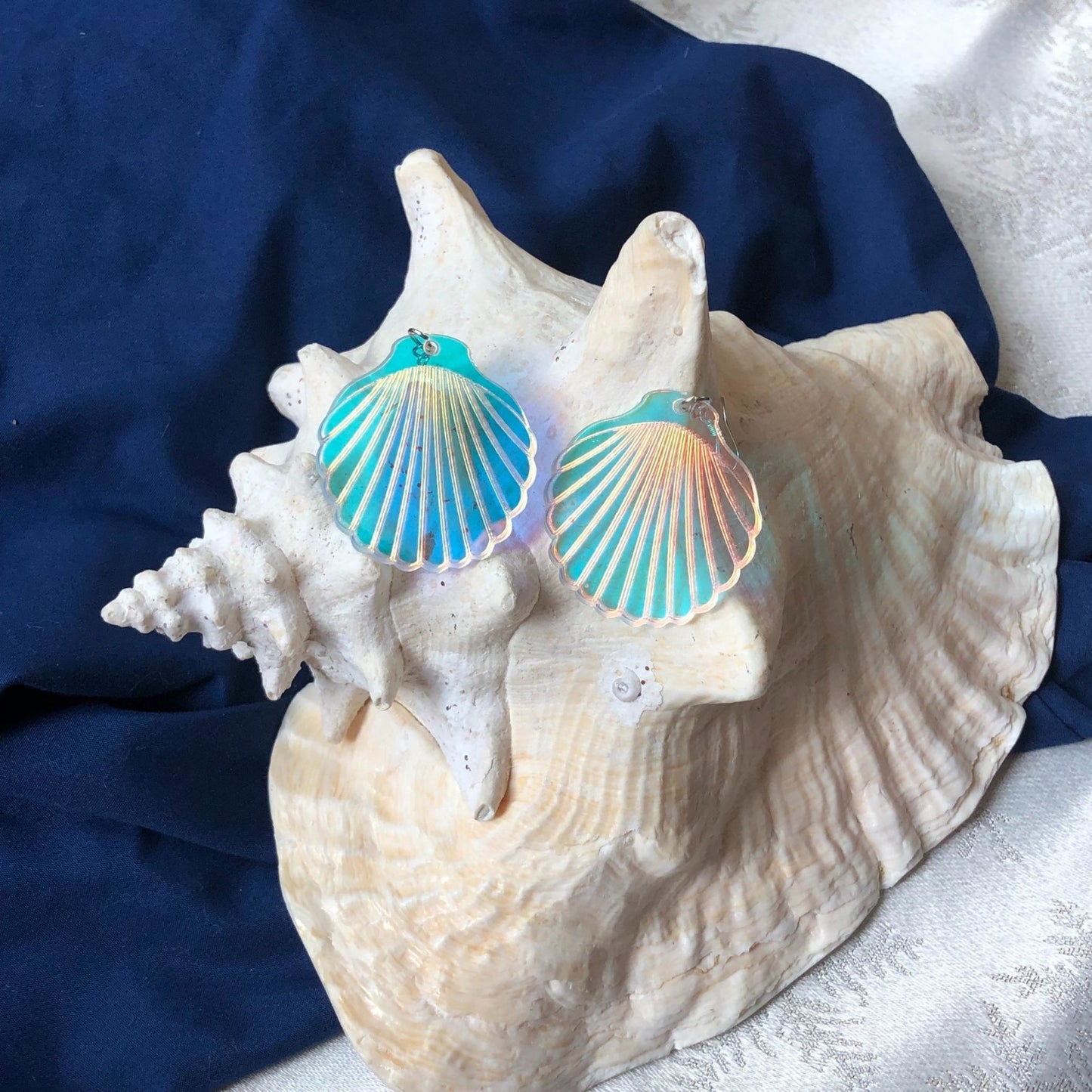 Iridescent Scallop Shell Earrings - Driftless Enchantments