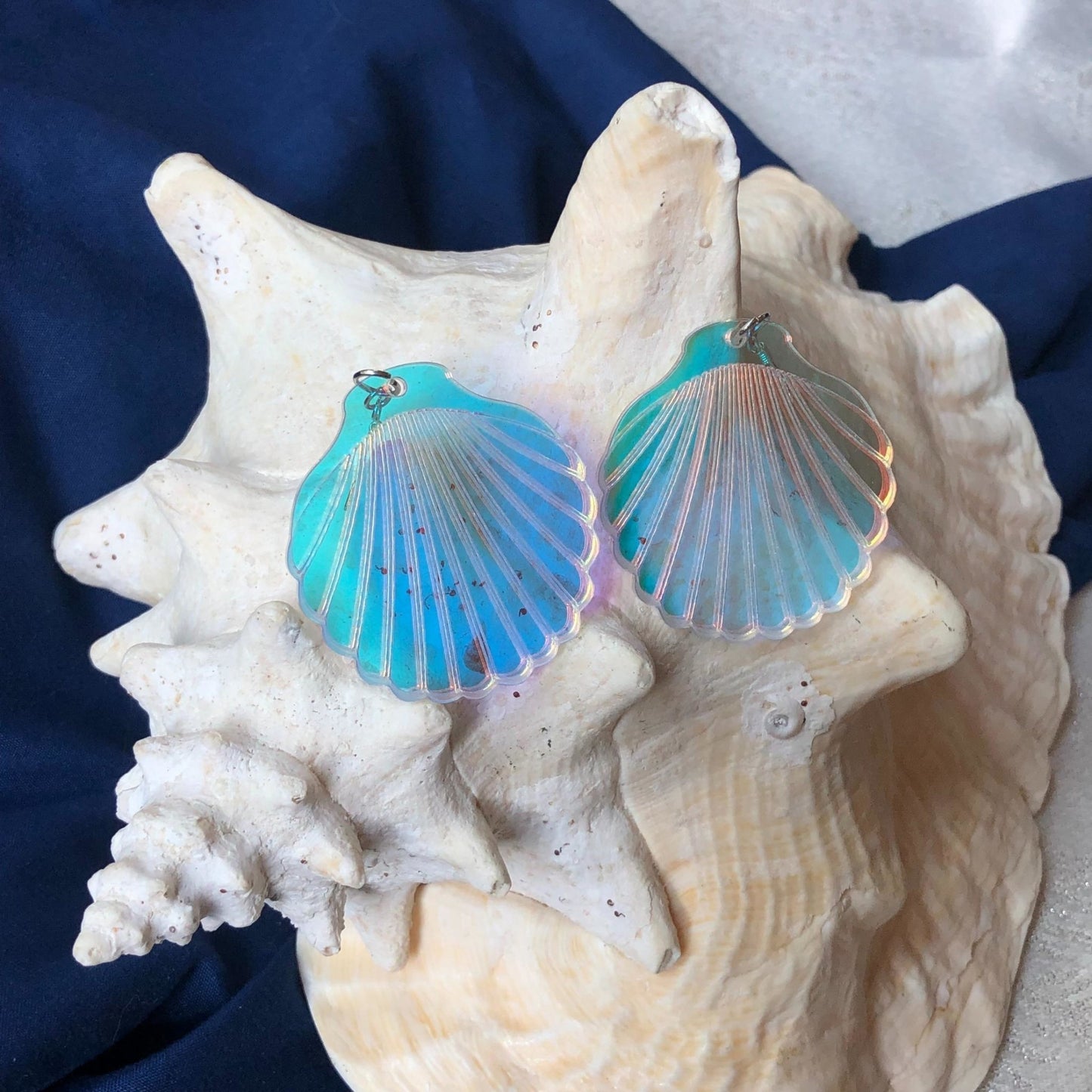 Iridescent Scallop Shell Earrings - Driftless Enchantments