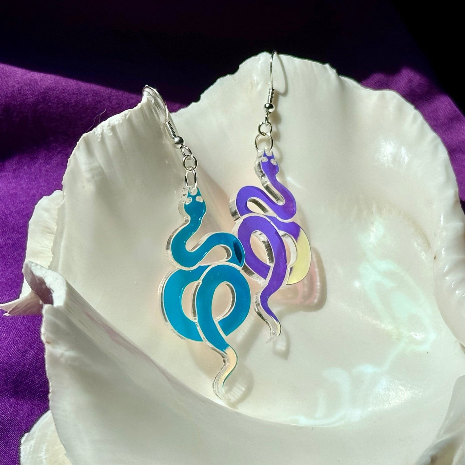 Iridescent Snake Earrings - Driftless Enchantments