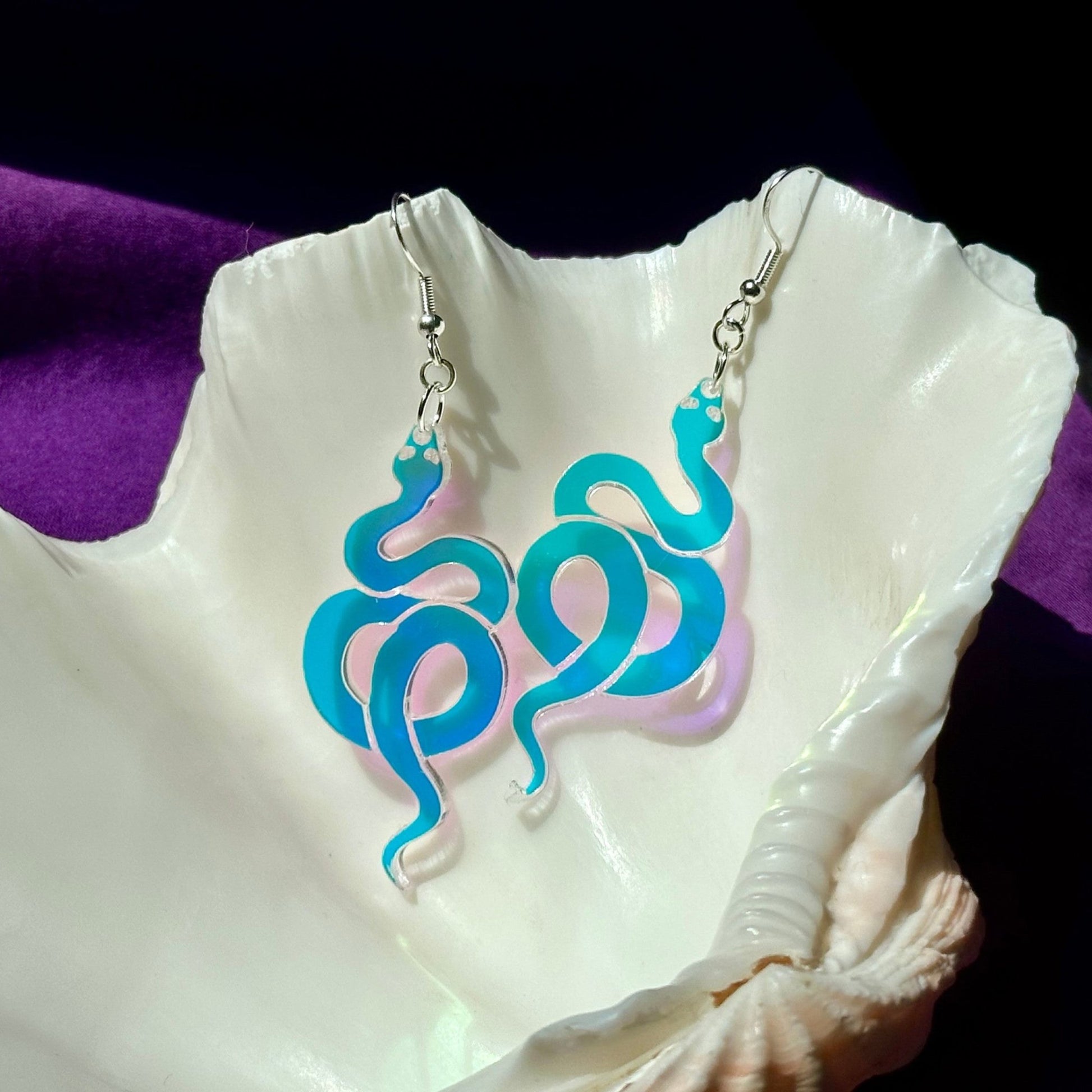 Iridescent Snake Earrings - Driftless Enchantments