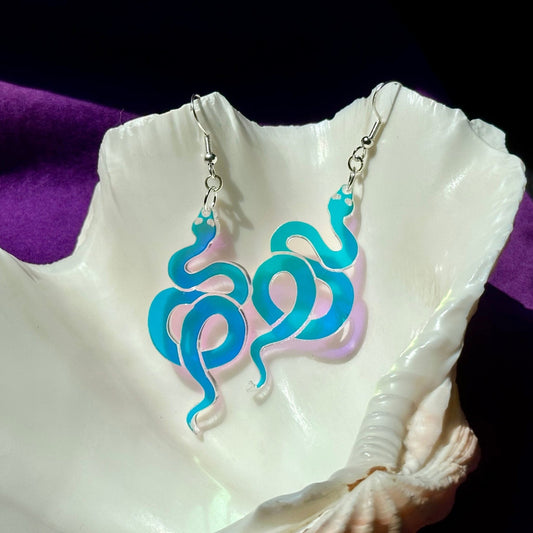 Iridescent Snake Earrings - Driftless Enchantments